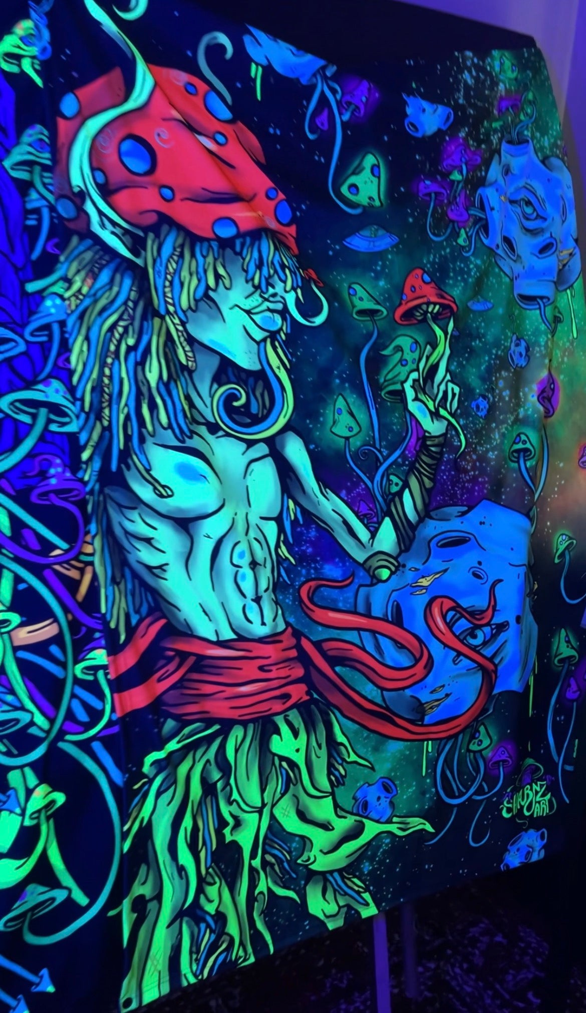 Shroomer Dude Uv reactive Tapestry